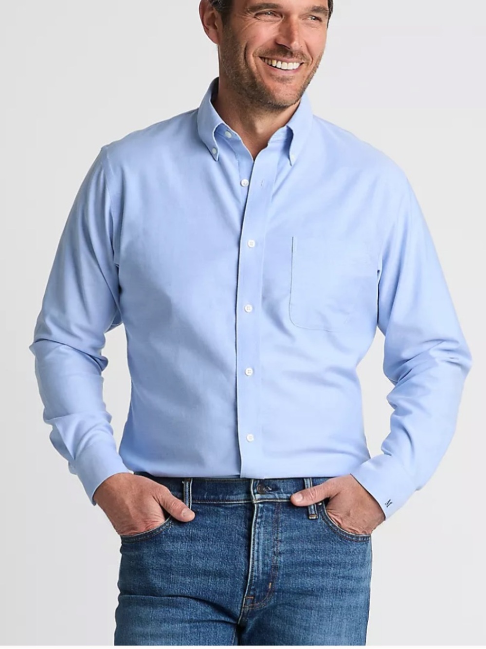 NWT Land’s End blue Pinpoint Oxford size 18-35 regular button preppy cotton